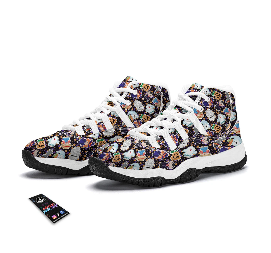 Cute Halloween Print Pattern White Bball Shoes