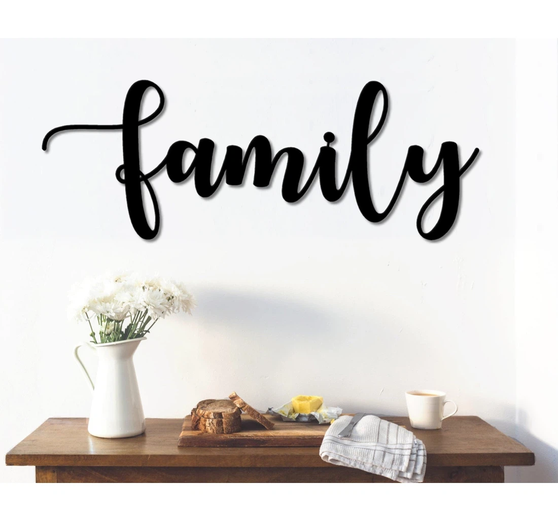 Personalized Metal Sign - Namashops Family Art Autumn Script Art Family Farmhouse Family Art MonoGram