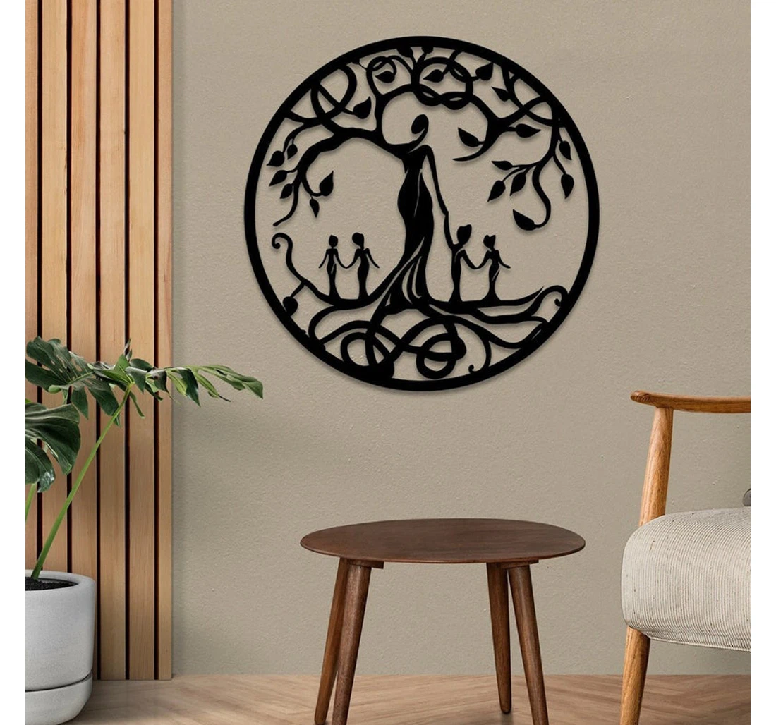 Personalized Metal Sign - Mother And Four Childrens Tree Of Life Mother With Children Mom Grandma Mother's Day MonoGram