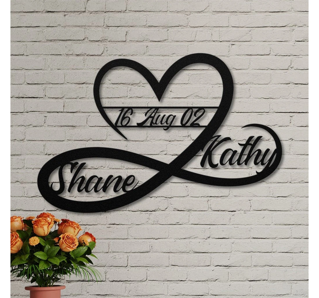 Personalized Metal Sign - Personalized Infinity Heart Weddings Anniversary Newlywed Valentines Day MonoGram