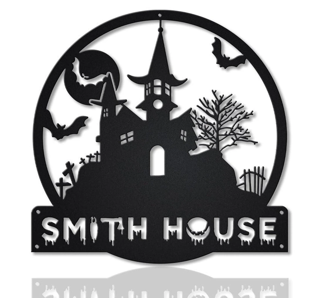 Personalized Metal Sign - Personalized Halloween Castle House Custom Halloween Family Custom Halloween MonoGram