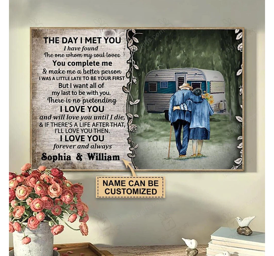 Poster, Canvas - Personalized Valentine's Day Camping The Day Best Wedding Customized Frames Print Framed Wall Art