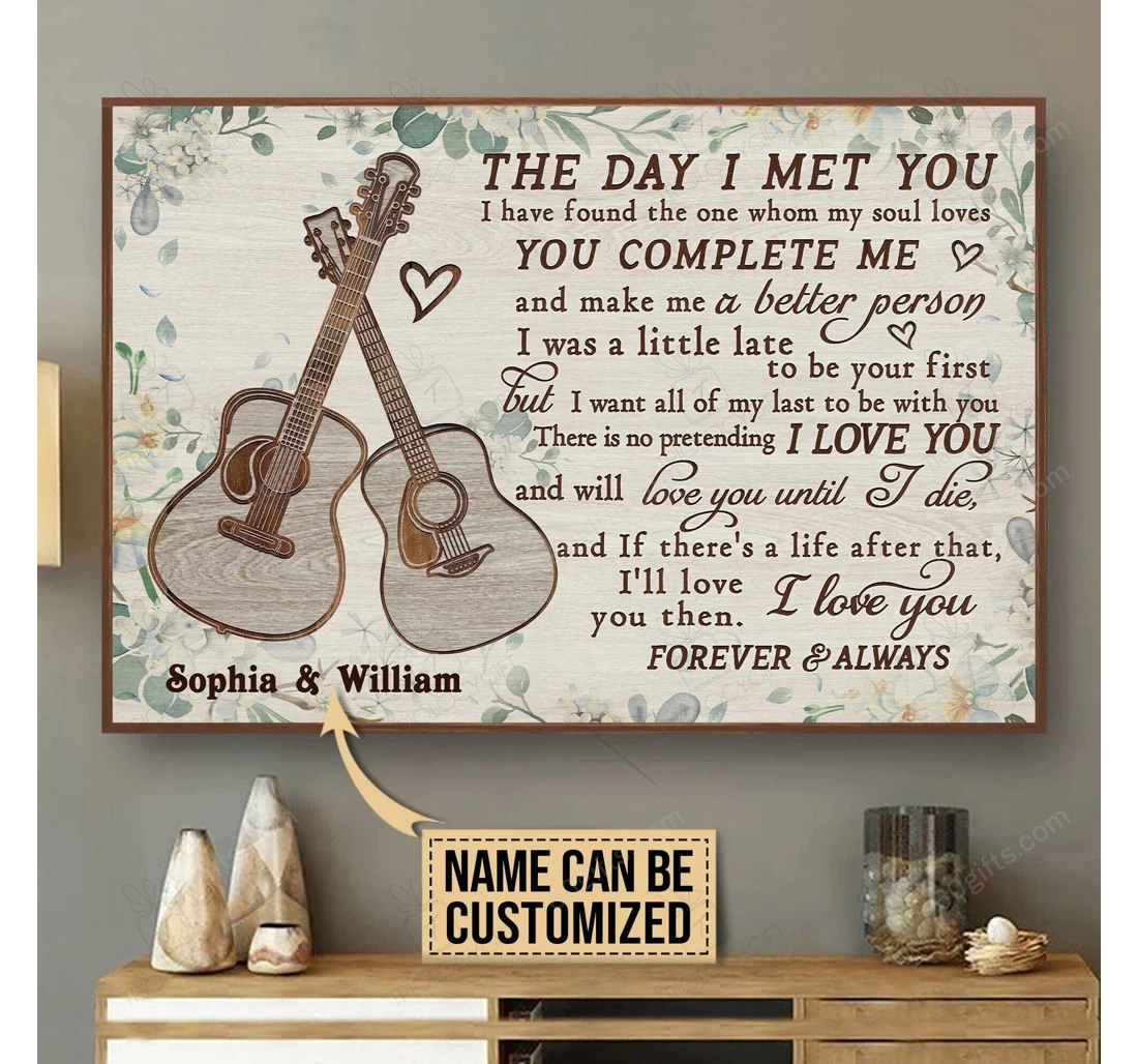 Poster, Canvas - Personalized Valentine's Day Acoustic Guitar The Day Best Wedding Customized Frames Print Framed Wall Art