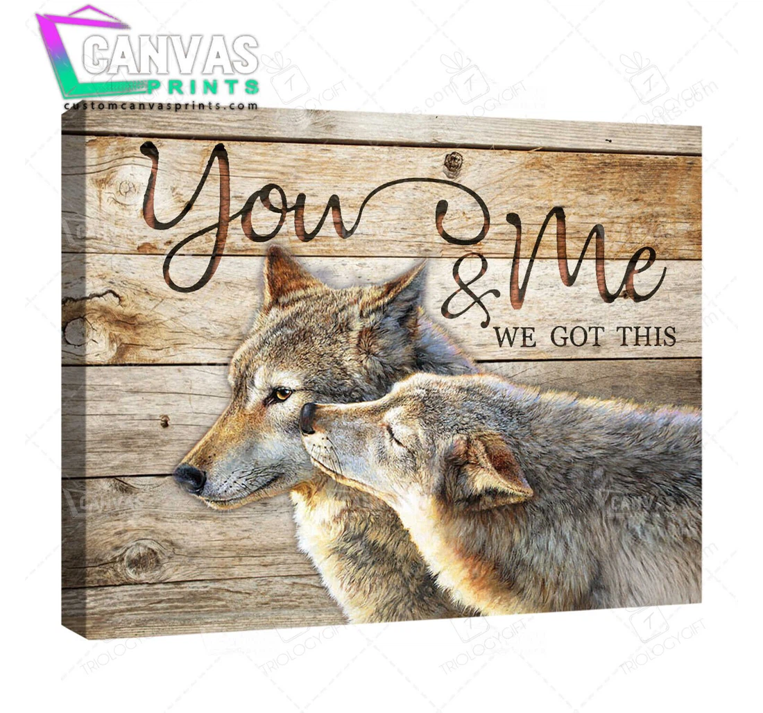 Poster, Canvas - Personalized Name Valentine's Day You And Me Wedding Present Customized Wolf Print Framed Wall Art