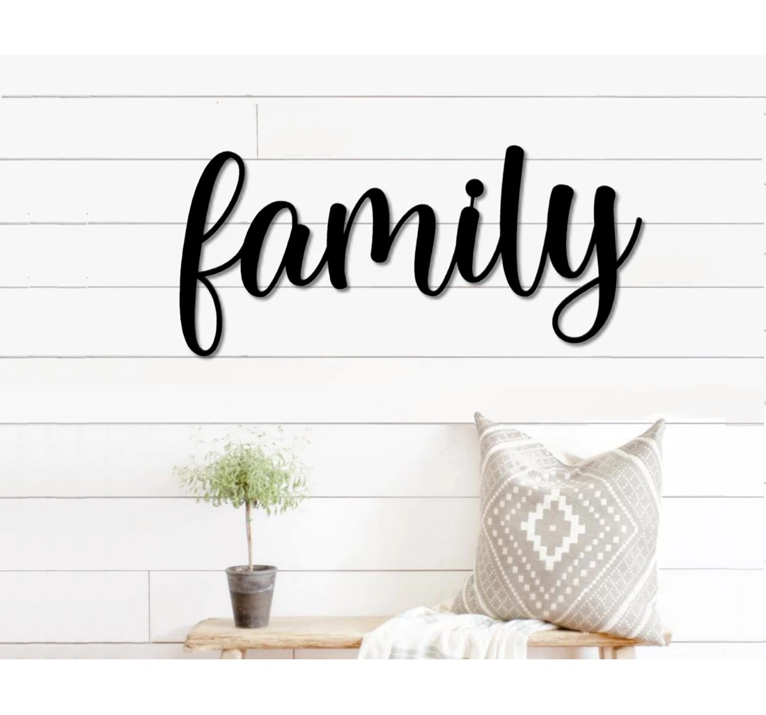 Personalized Metal Sign - Namashops Family Art Kembara Script Art Family Farmhouse Family Art MonoGram