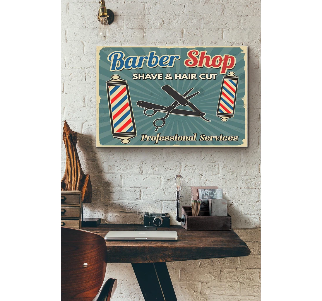 Poster, Canvas - Barber Shop Shave And Hair Cut Professional Services Ideas Idea S Print Framed Wall Art