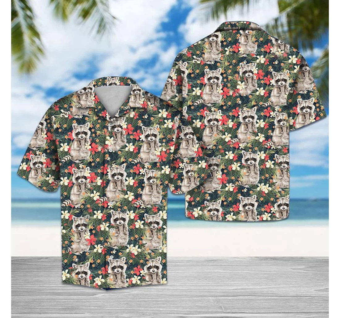 Personalized Raccoon Hawaiian Shirt, Button Up Aloha Shirt For Men, Women