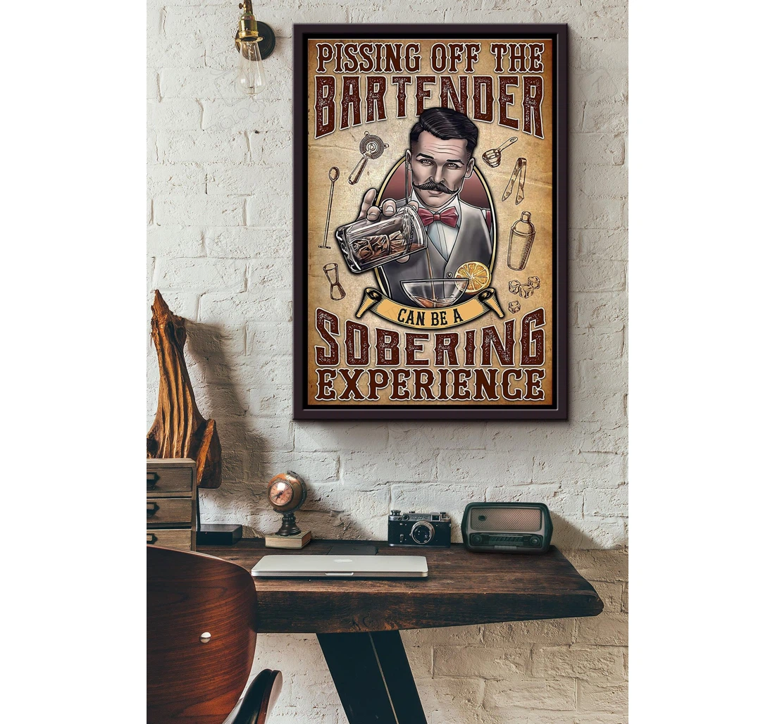 Poster, Canvas - Bartender Pissing Off The Bartender Matte Print Framed Wall Art