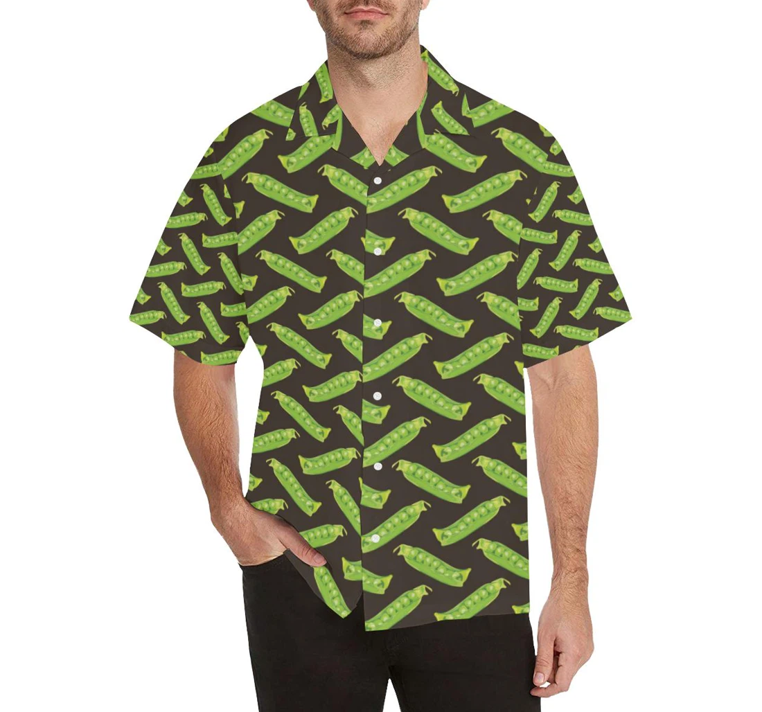 Personalized Green Peas Pattern Design S Hawaiian Shirt, Button Up Aloha Shirt For Men, Women