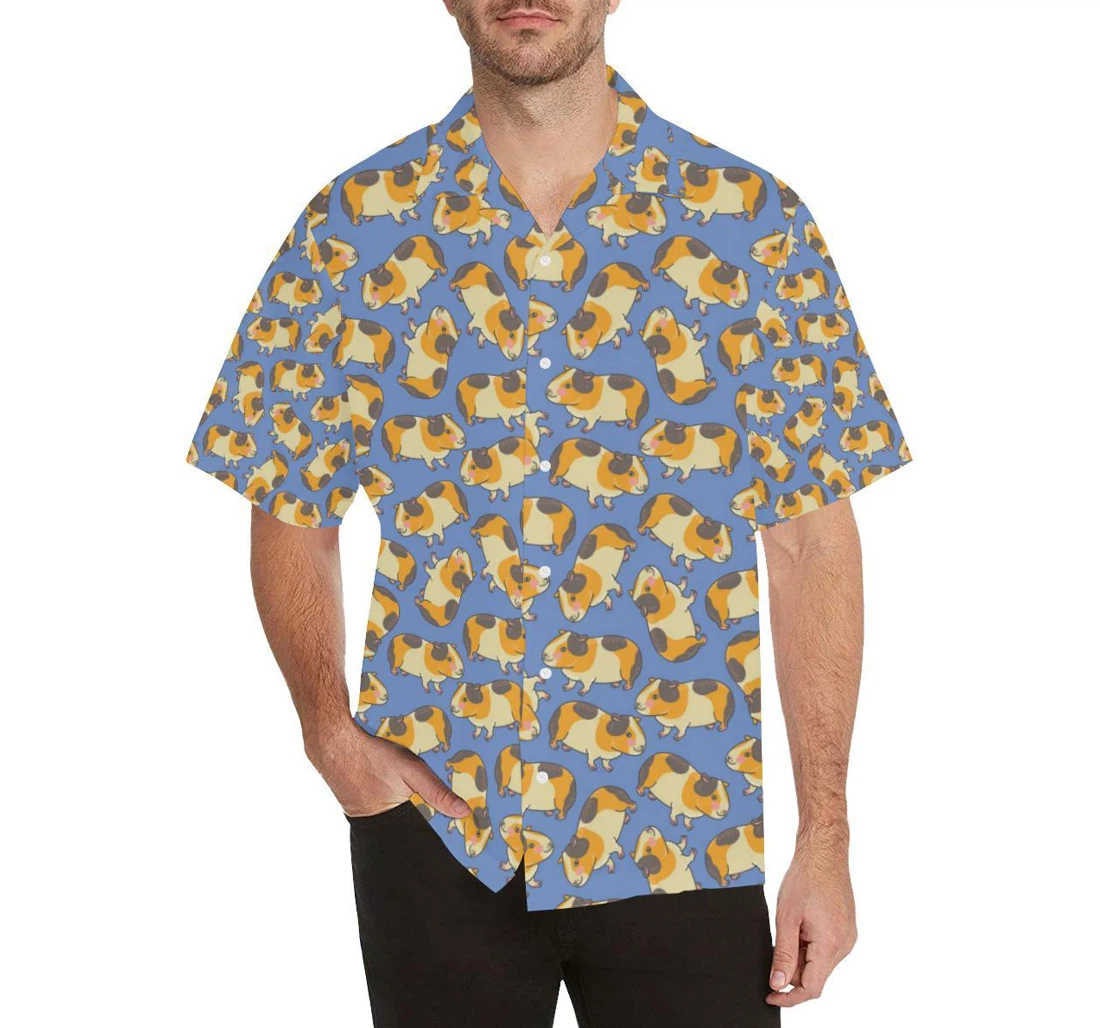 Personalized Guinea Pig Pattern Design S Hawaiian Shirt, Button Up Aloha Shirt For Men, Women