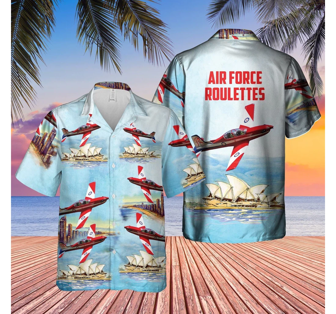 Personalized Air Force Roulettes Raaf Air Show Blue Unique Design Hawaiian Shirt, Button Up Aloha Shirt For Men, Women