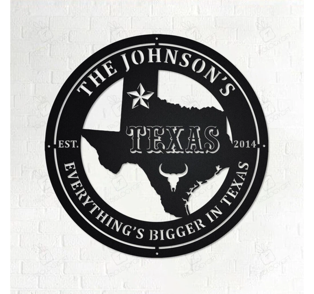 Personalized Metal Sign - Custom Texas Family Name With Established Date Personalized Texas Family Name Room Family Name MonoGram