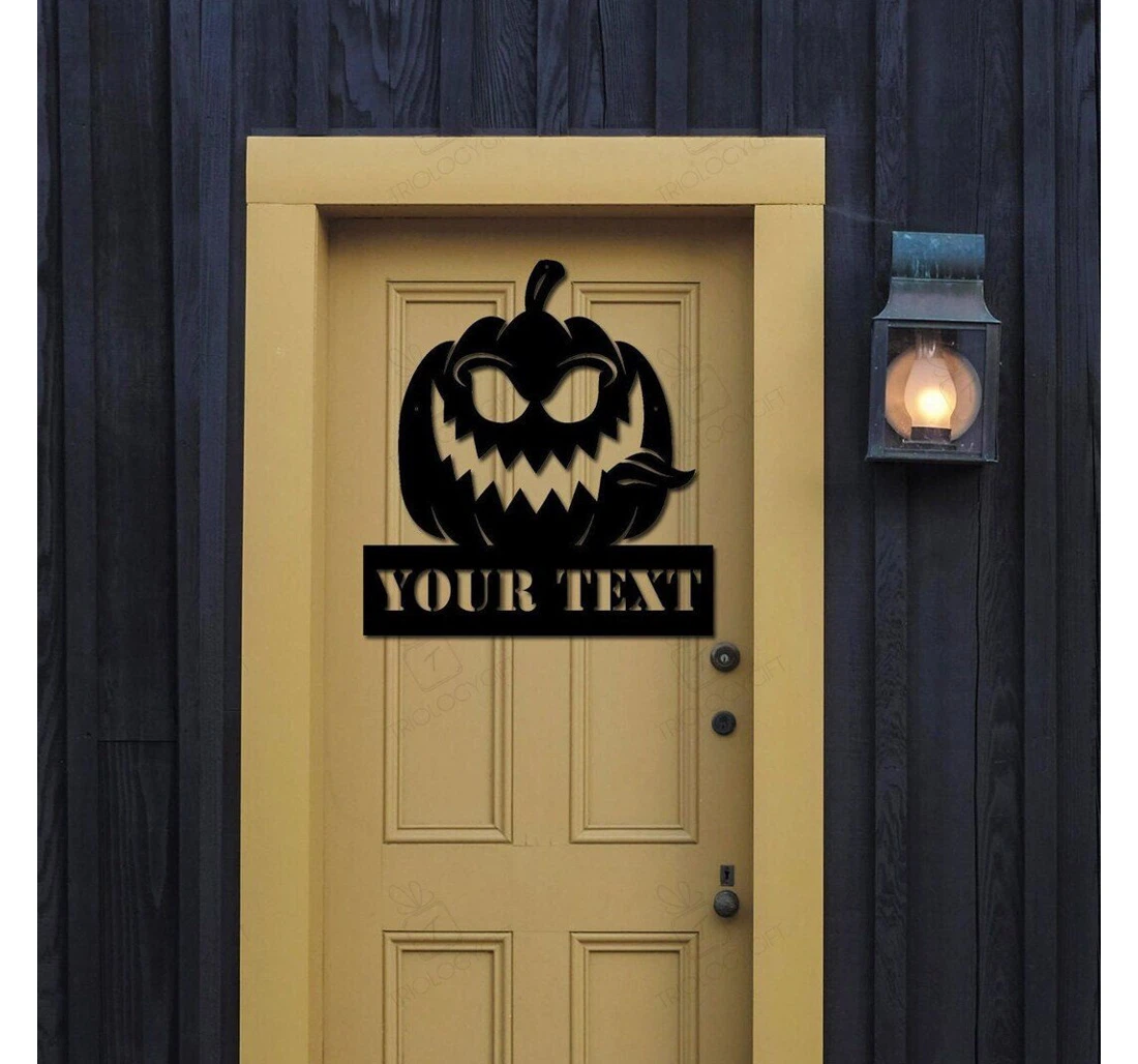 Personalized Metal Sign - Personalized Pumpkin Halloween With Or Without Rgb Led Custom Halloween Halloween Party Door MonoGram