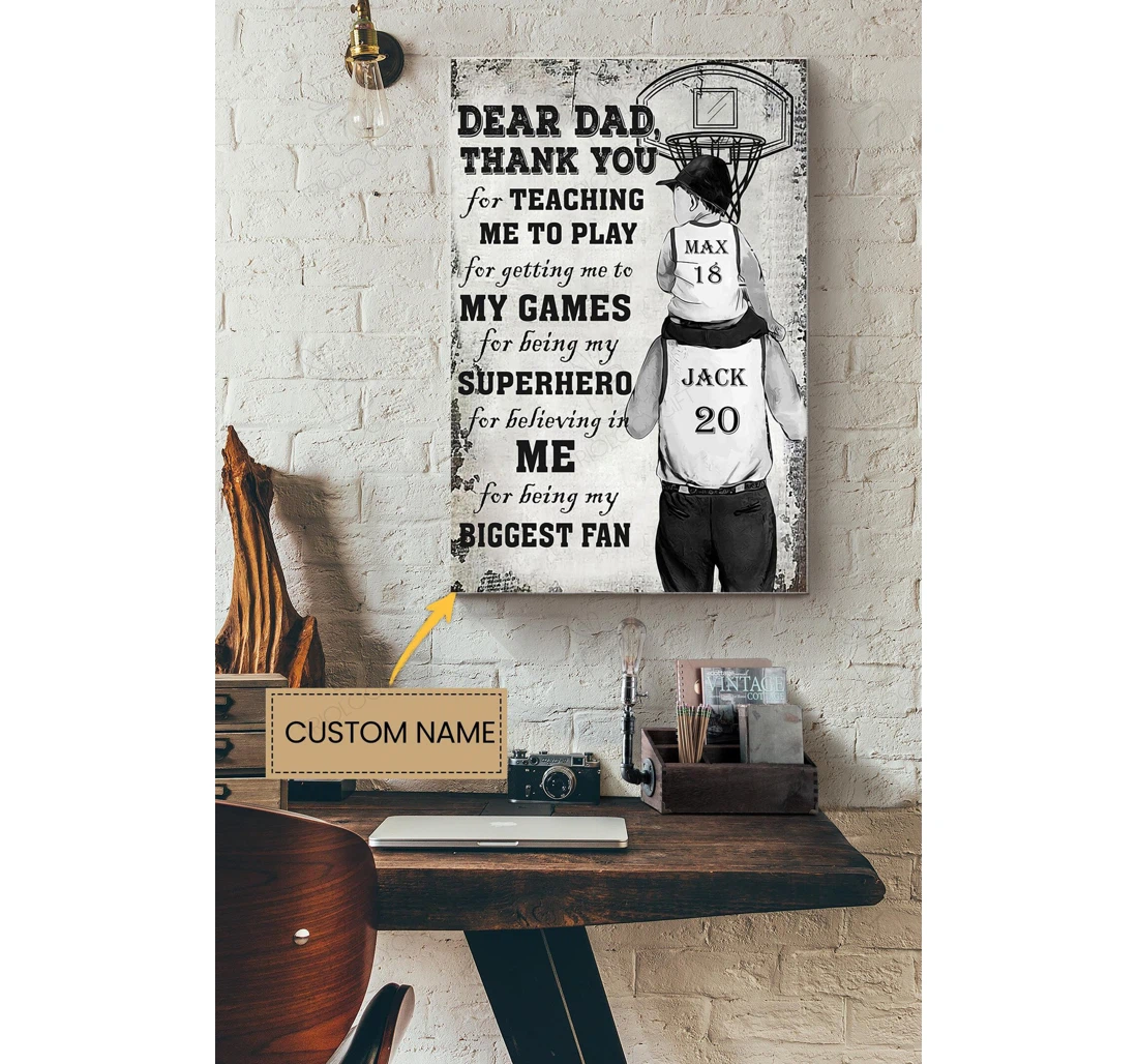 Poster, Canvas - Dear Dad Thank You Personalized Father Daddy Dad Father's Day Papa Gallery Idea S Print Framed Wall Art