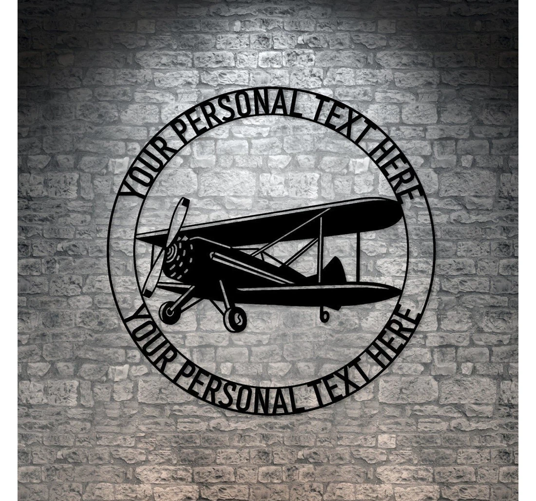 Personalized Metal Sign - Biplane Personalized Custom Pilot Name Airplane Unique Personalizable Pilot MonoGram