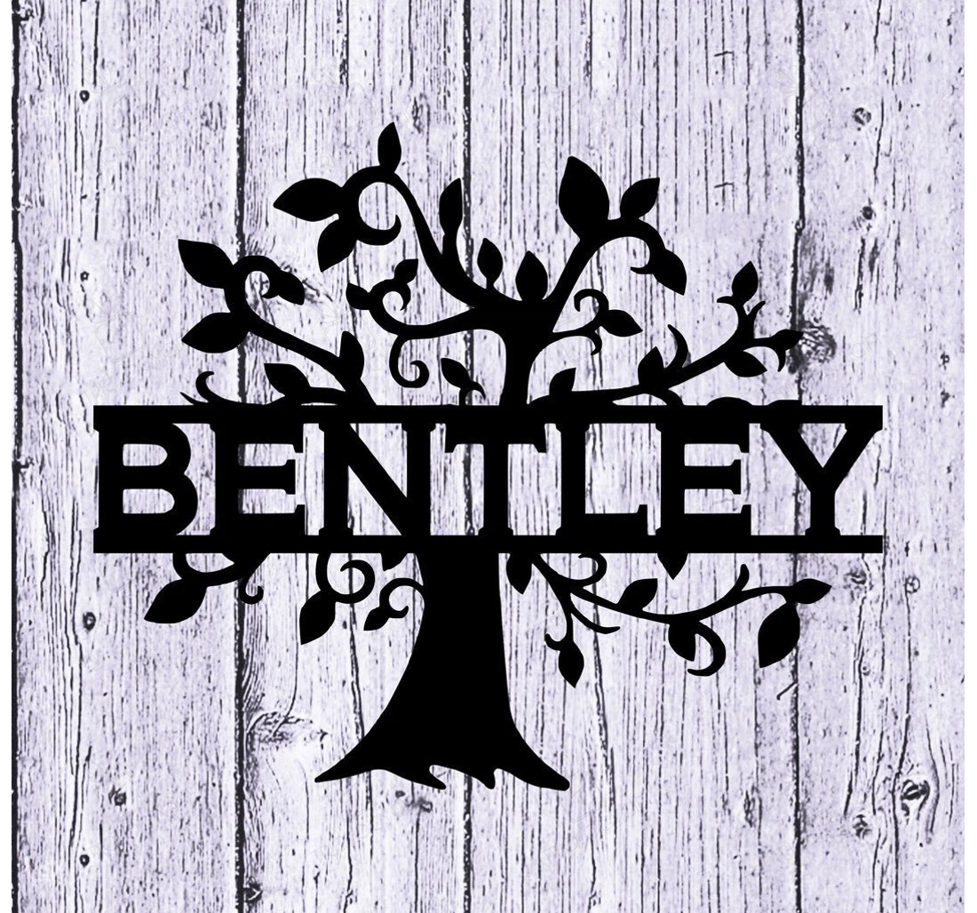 Personalized Metal Sign - Split Tree Family Name Great Family MonoGram