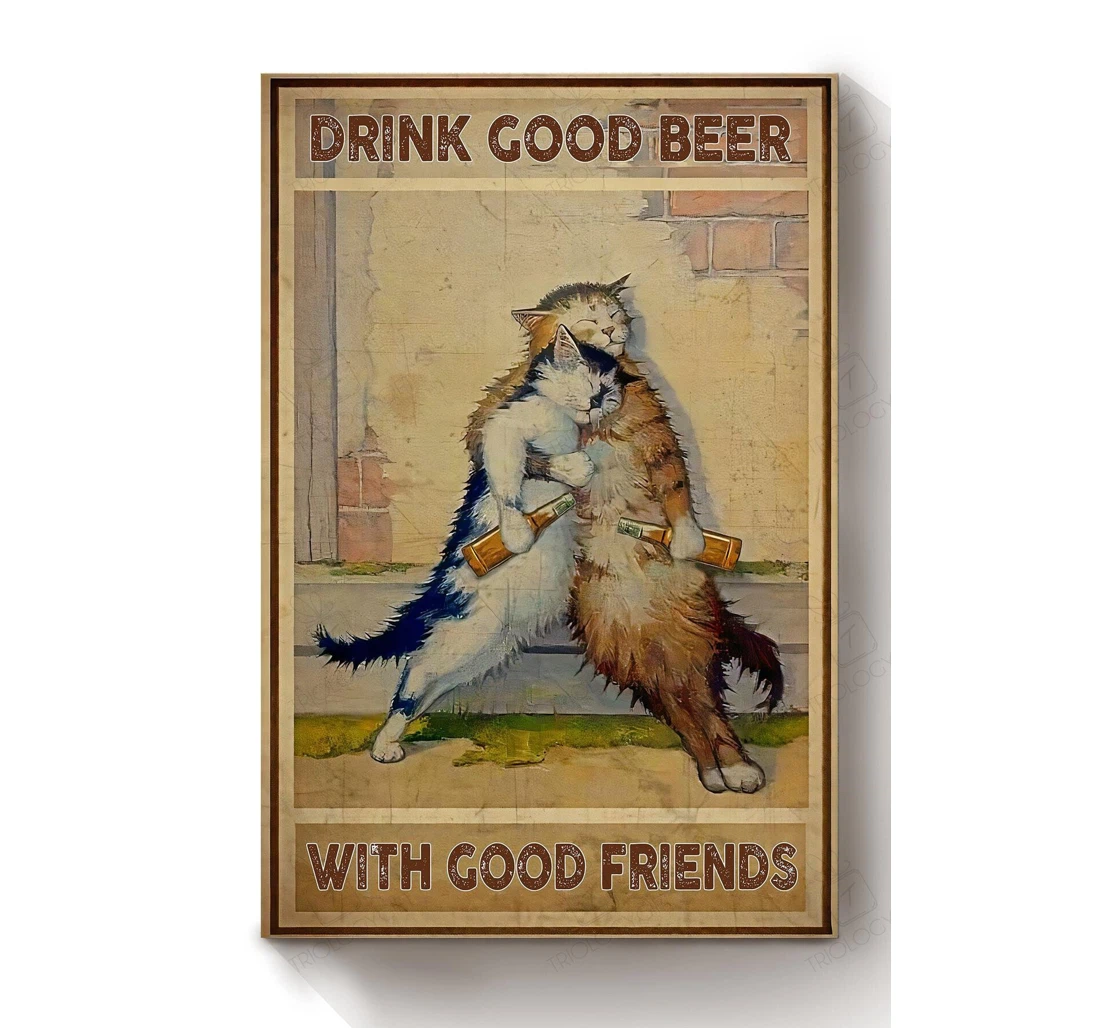 Poster, Canvas - Drink Good Beer With Good Friends Bff Print Framed Wall Art
