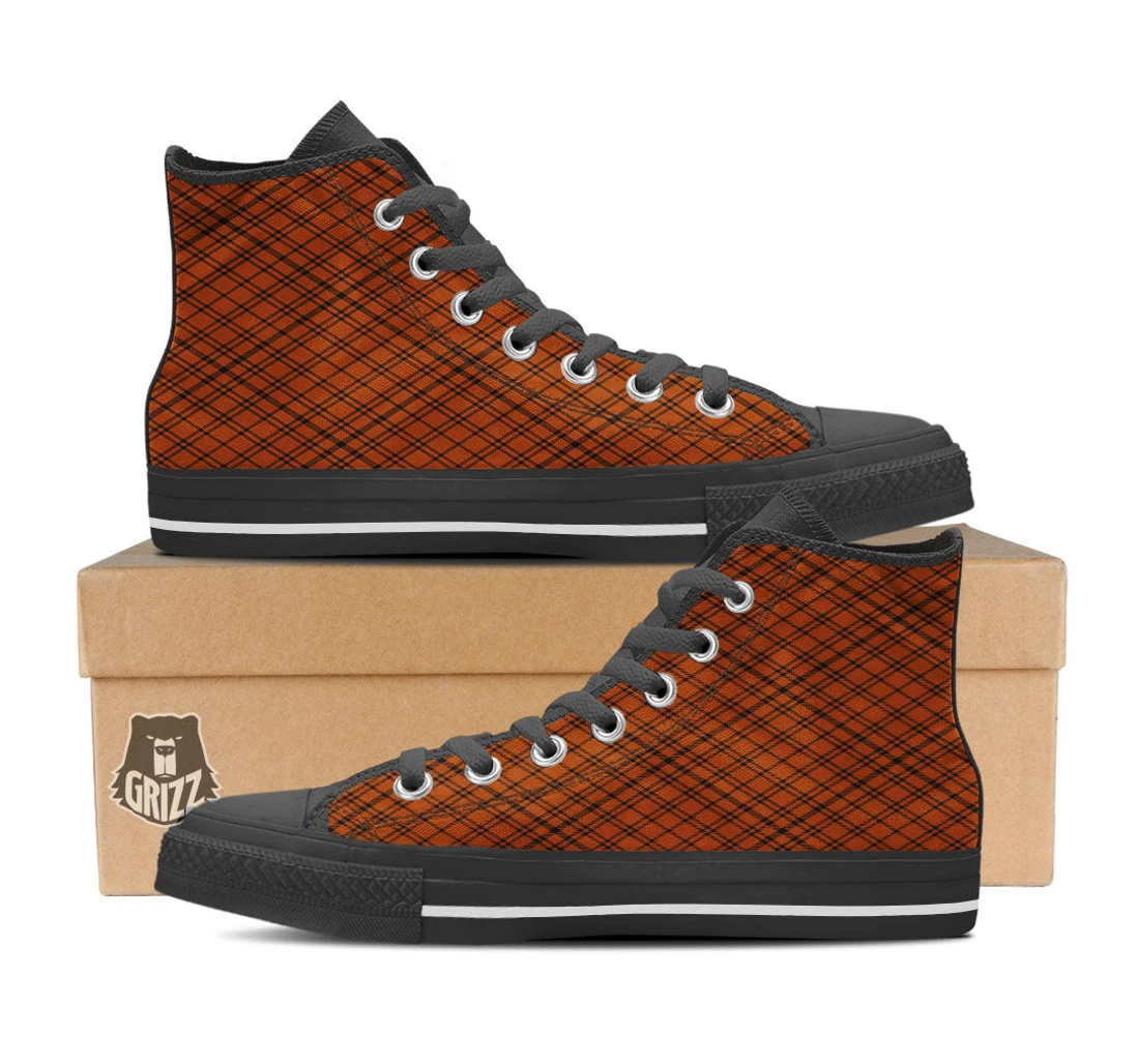 Plaid Halloween Print Pattern High Top Shoes