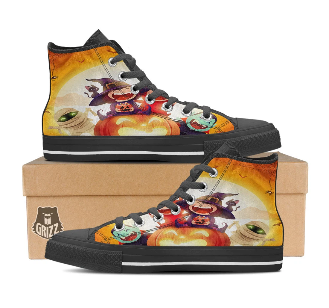 Moonlight Halloween Print High Top Shoes