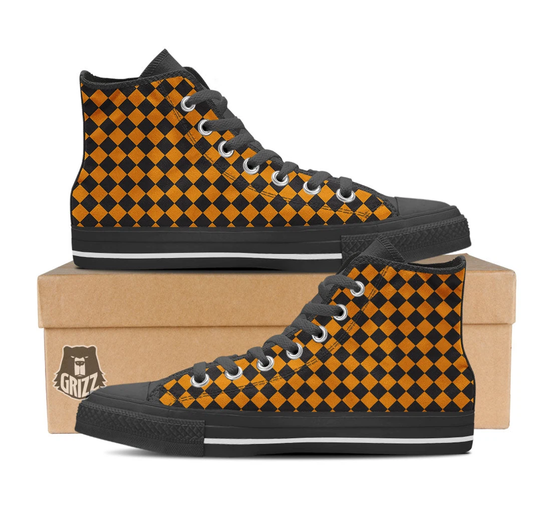 Harlequin Halloween Print Pattern High Top Shoes