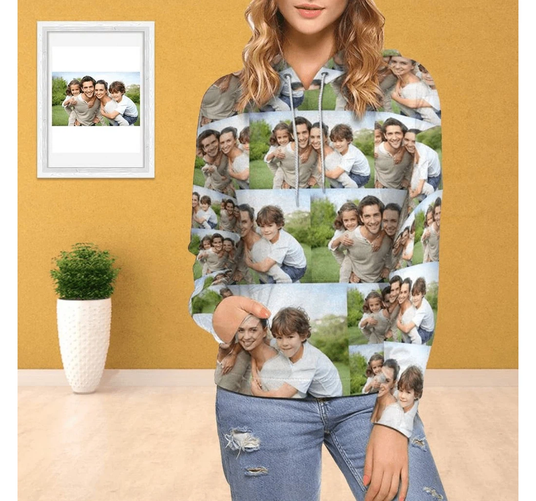 Personalized High Quality Custom Family Photo Him Her Family Members - 3D Printed Pullover Hoodie