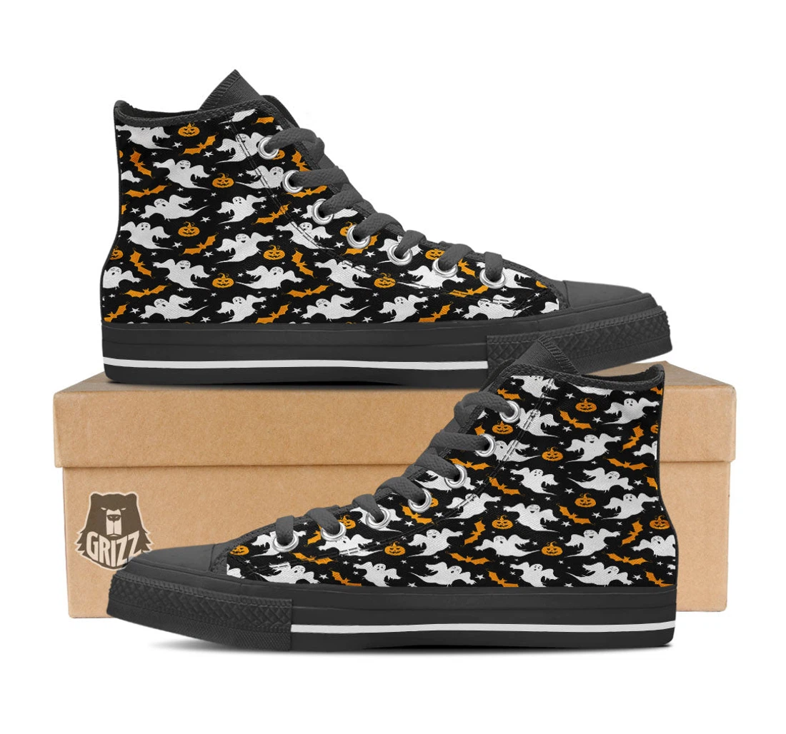 Ghost Halloween Print Pattern High Top Shoes