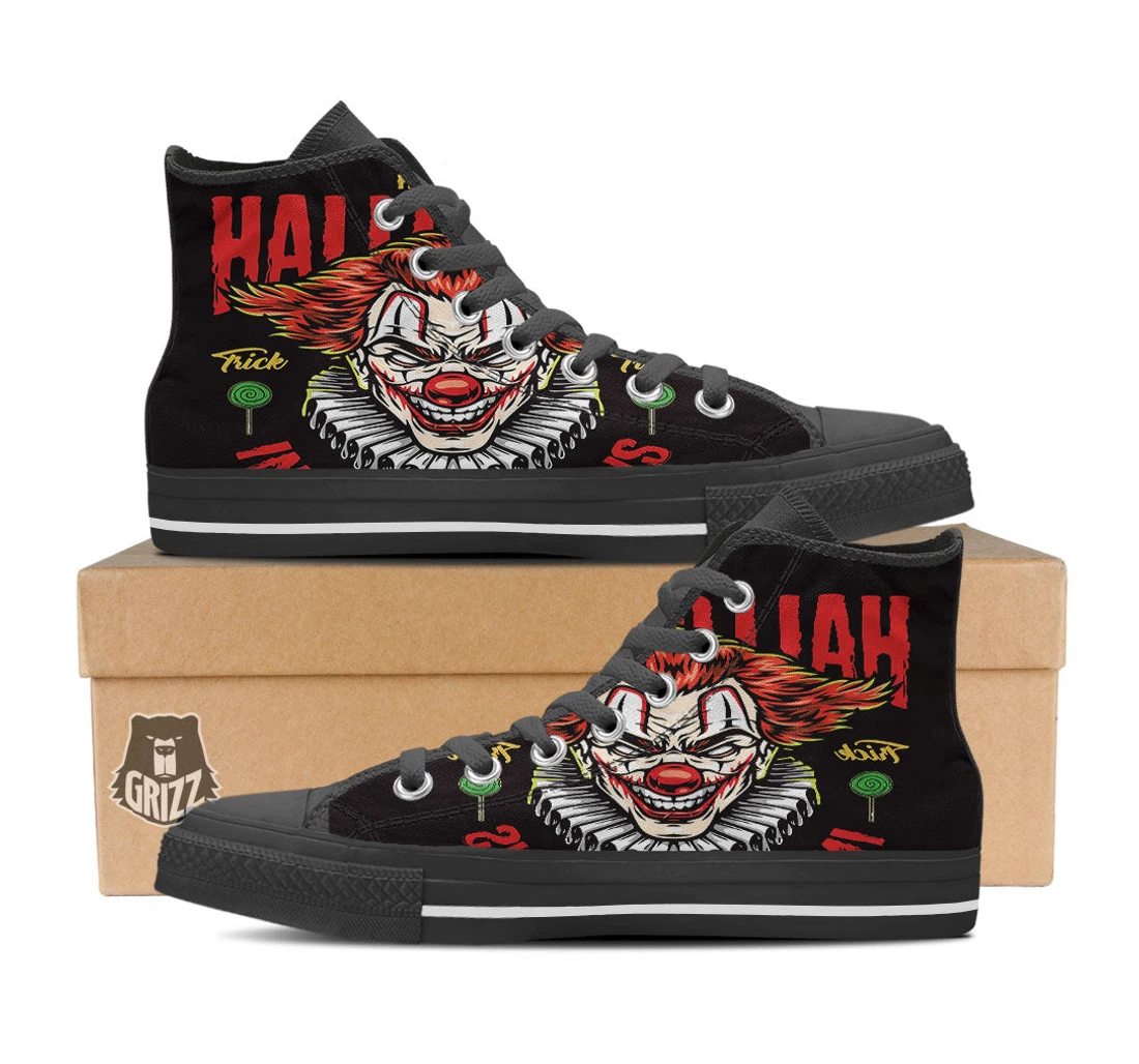 Clown Halloween Print Black High Top Shoes