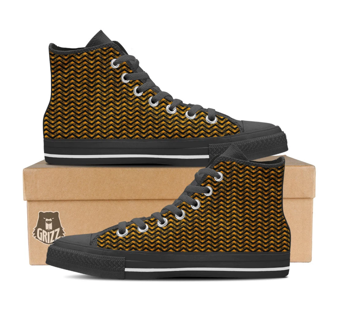 Chevron Halloween Print Pattern Black High Top Shoes