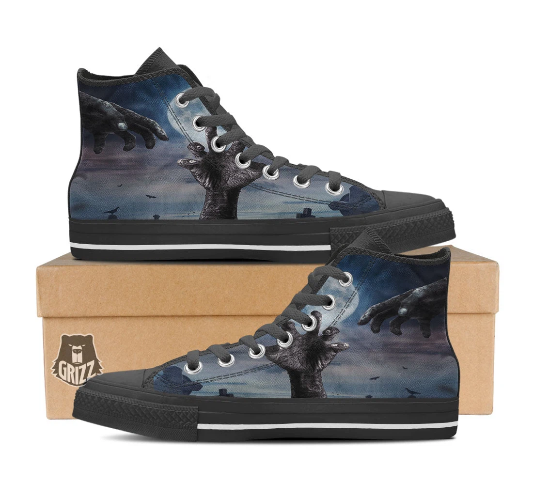 Zombie Hands Halloween Print High Top Shoes