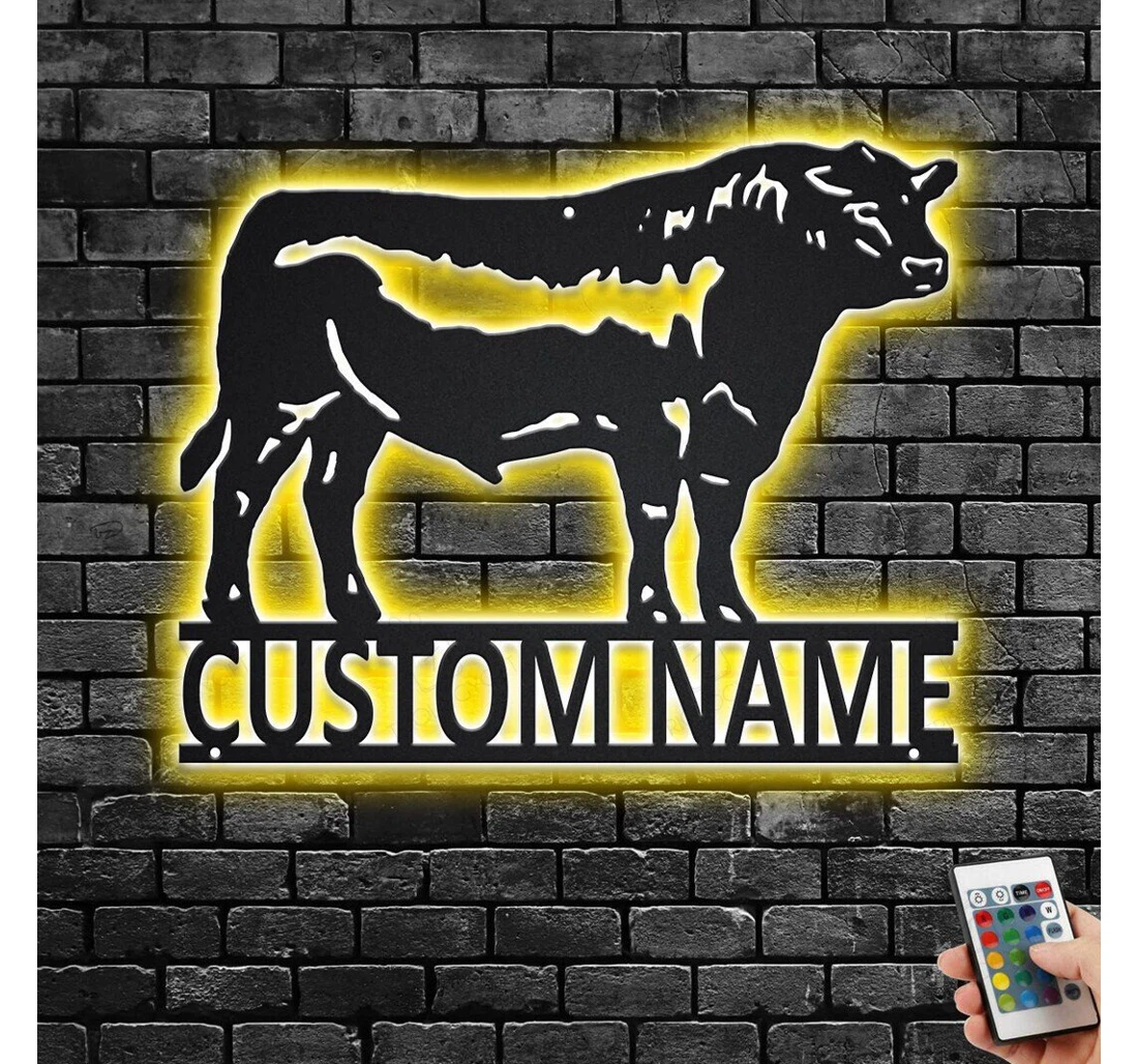 Personalized Metal Sign - Custom Angus Bull With Or Without Led Lighting Light V Personalized Angus Bull Name Room Angus Bull Led MonoGram