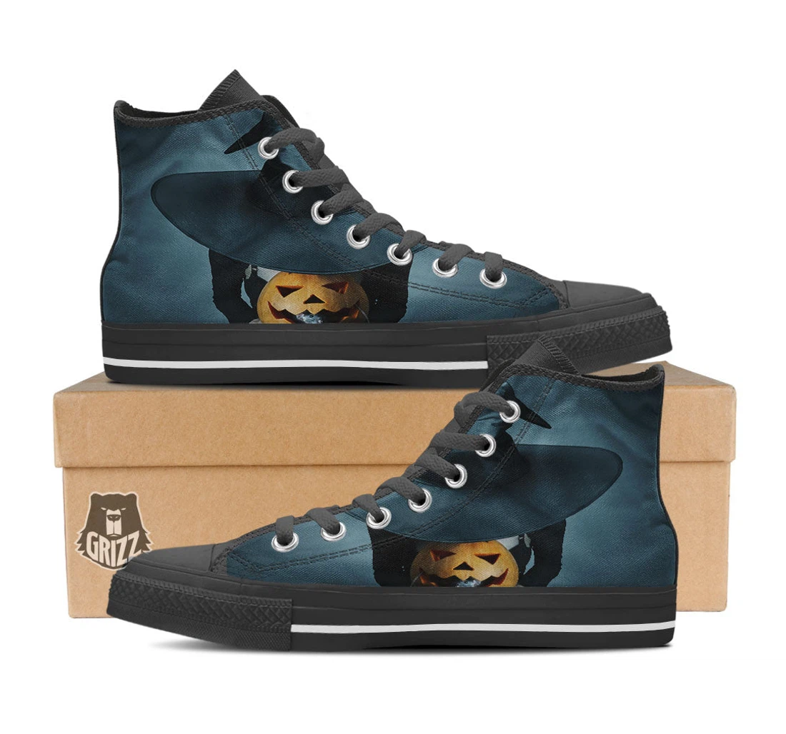 Horror Witch Halloween Print High Top Shoes