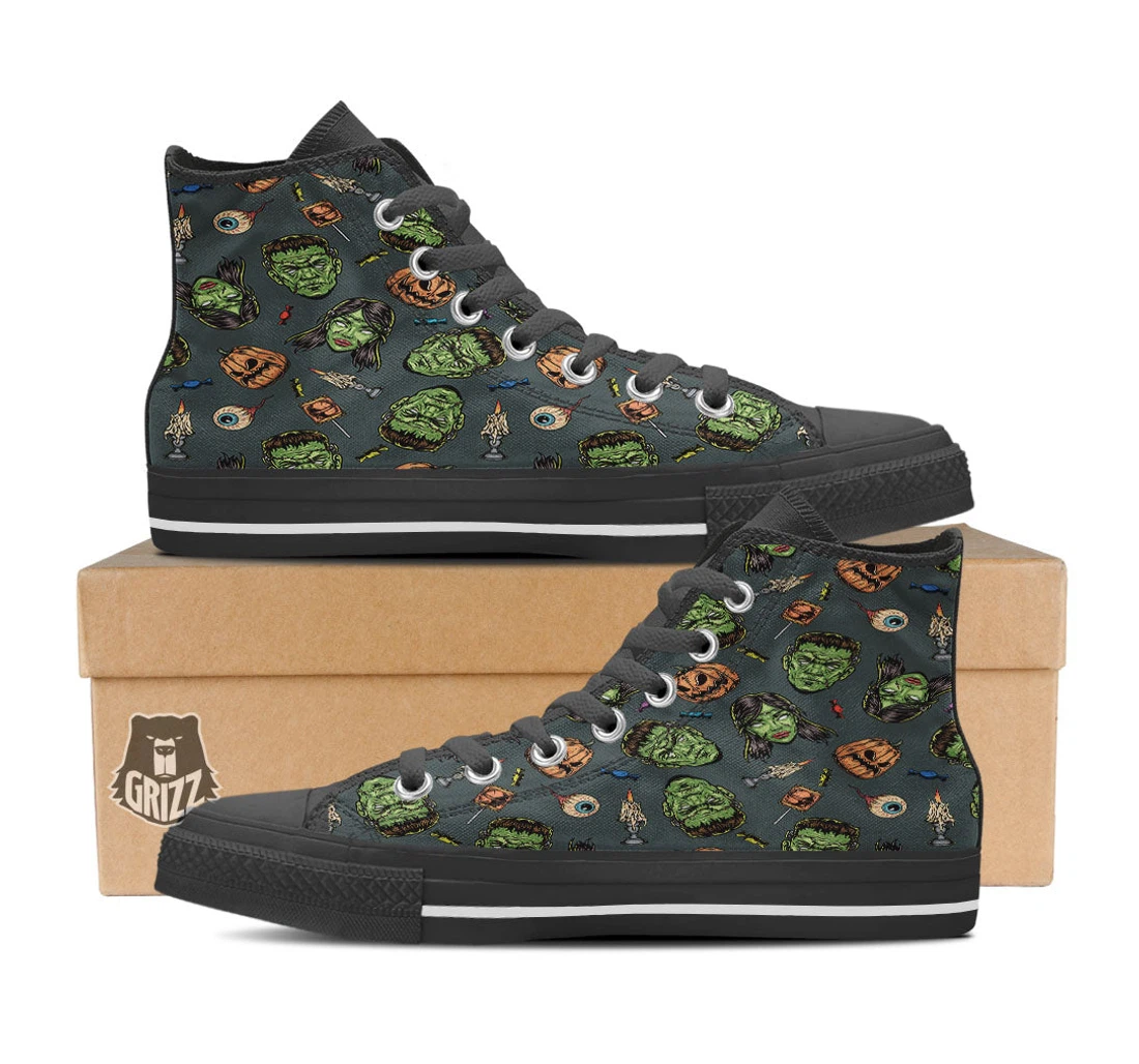 Zombie Halloween Print Pattern High Top Shoes