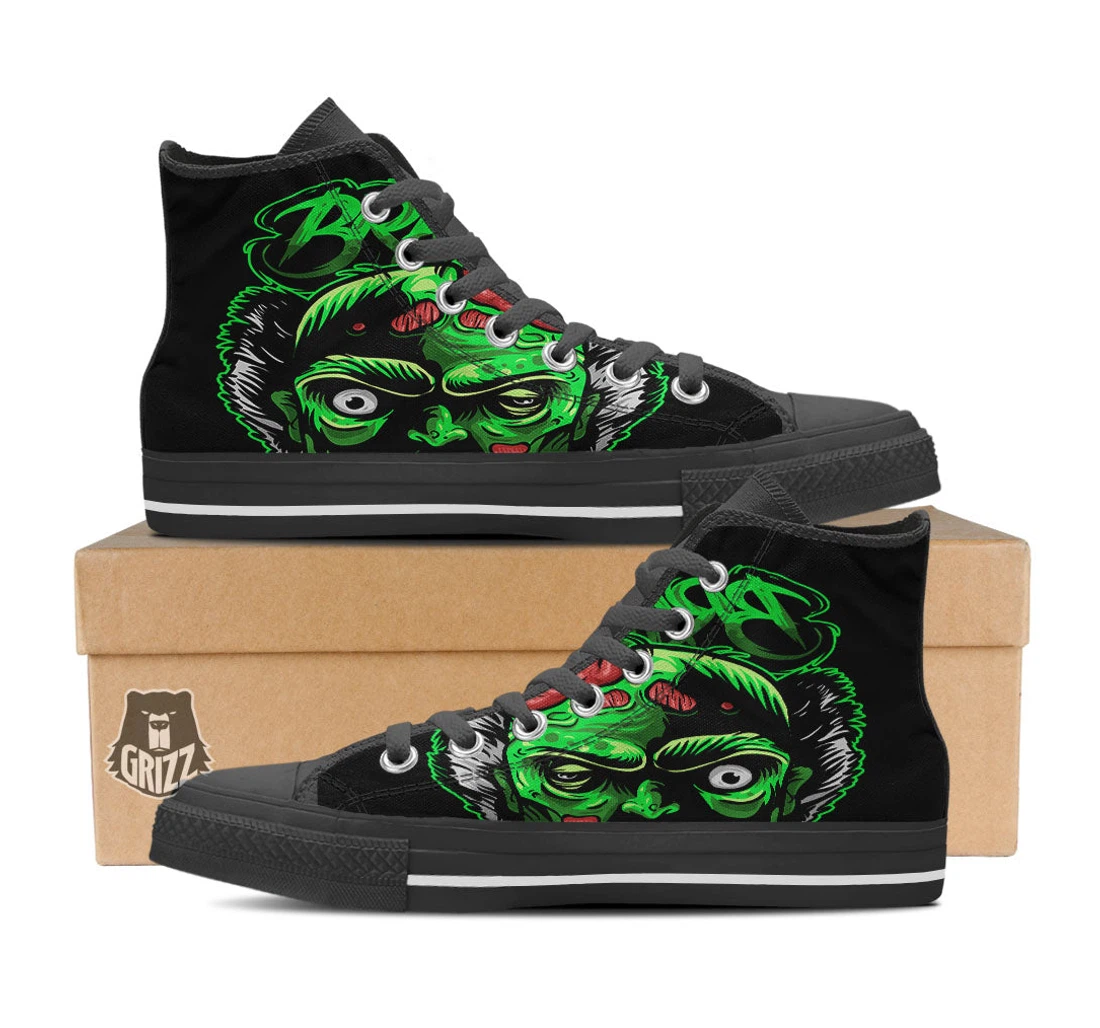 Zombie Brain Halloween Print High Top Shoes