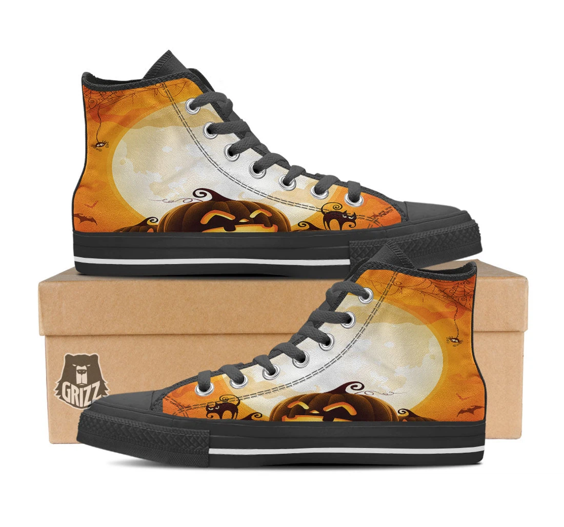 Jacko'lantern Pumpkin Halloween Print High Top Shoes