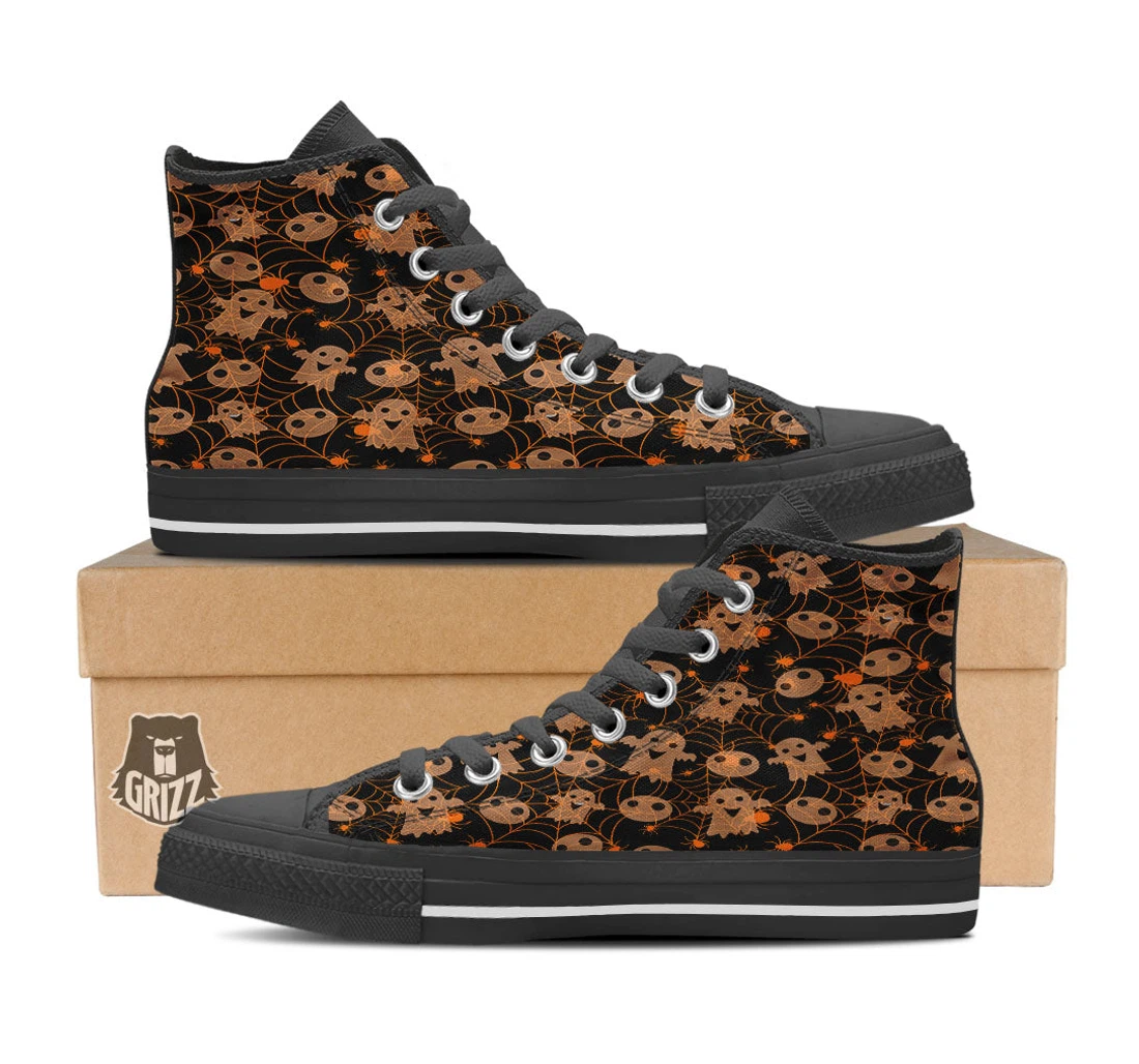 Spider Web Halloween Print Pattern High Top Shoes