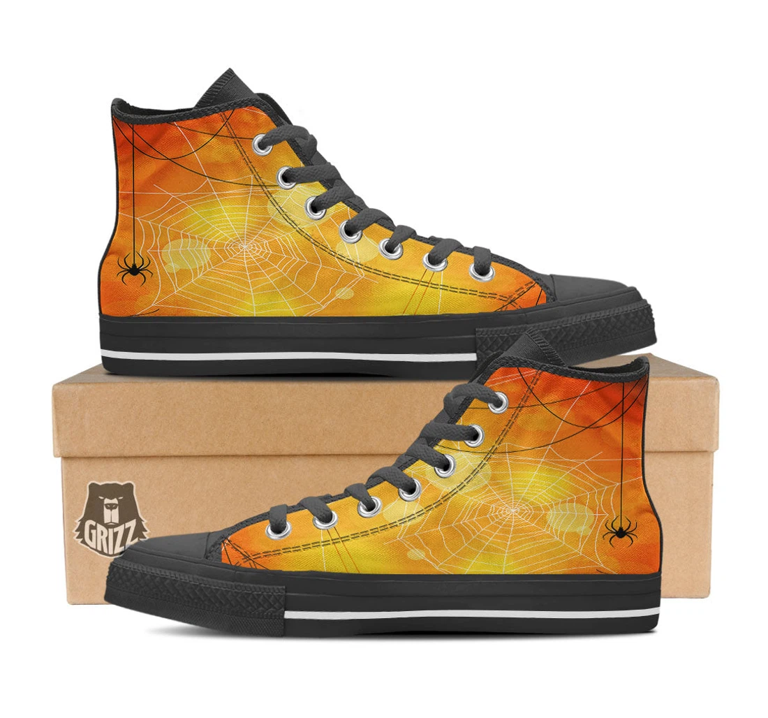 Spider Web Halloween Print High Top Shoes