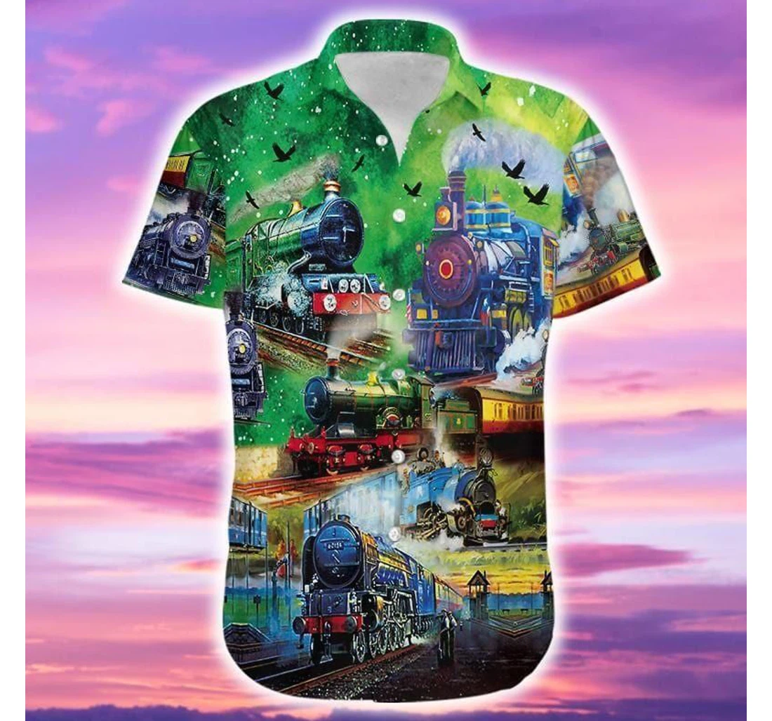 Personalized Train Life Is A Journey Enjoy The Ride Colorful Best Hawaiian Shirt, Button Up Aloha Shirt For Men, Women