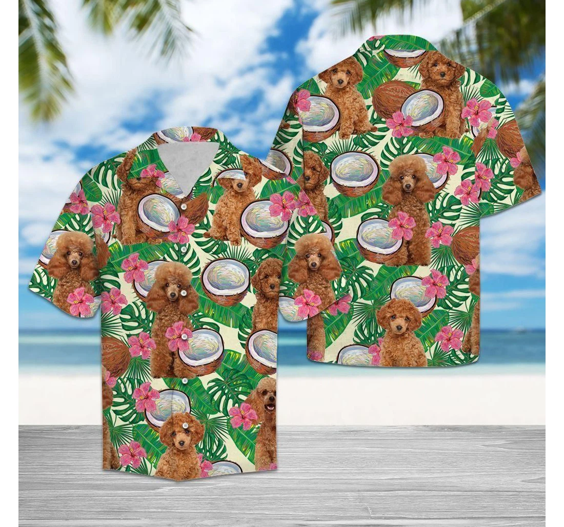 Personalized Poodle Coconut Green Pink Best Design Hawaiian Shirt, Button Up Aloha Shirt For Men, Women