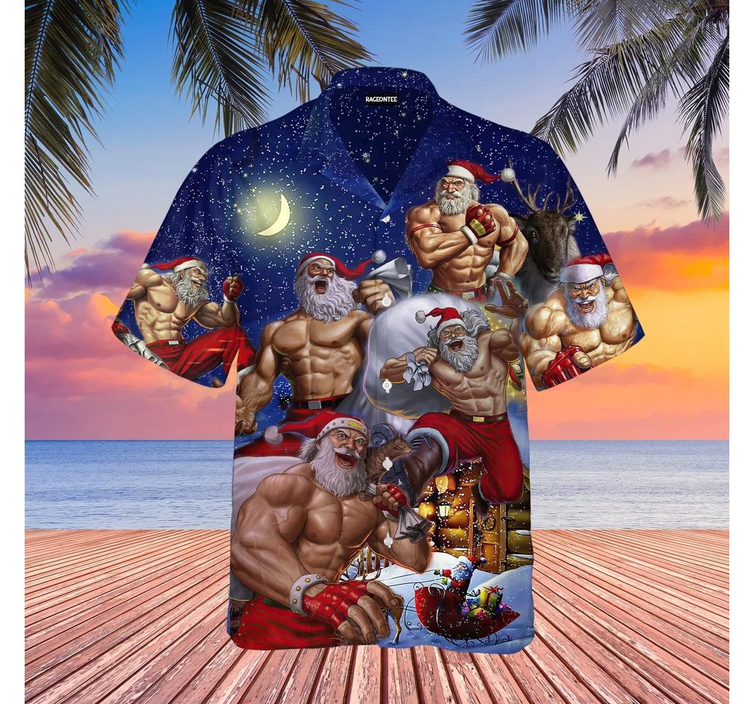 Personalized No Lift No Gift Christmas Workout Santa Hawaiian Shirt, Button Up Aloha Shirt For Men, Women