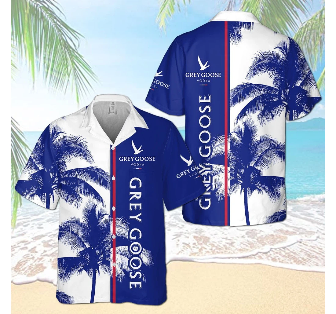 Personalized Grey Goose Palm Tree D Hawaiian Shirt, Button Up Aloha Shirt For Men, Women