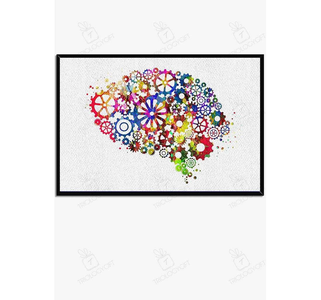 Poster, Canvas - Engineer Mechanical Metal Brain Mechanic Car Repair Shop S Print Framed Wall Art