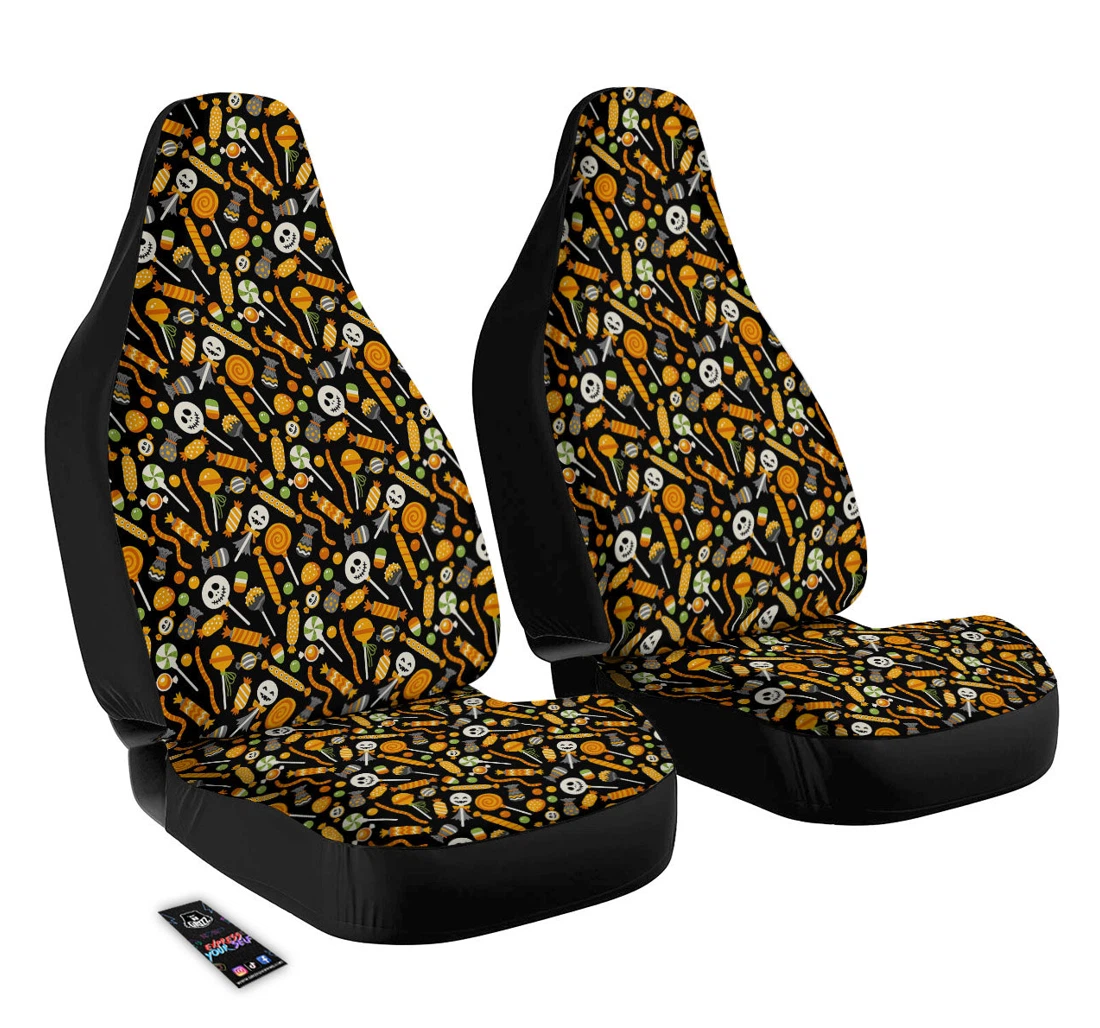 Personalized Candy Halloween Pattern Universal Front Car Seat Cover