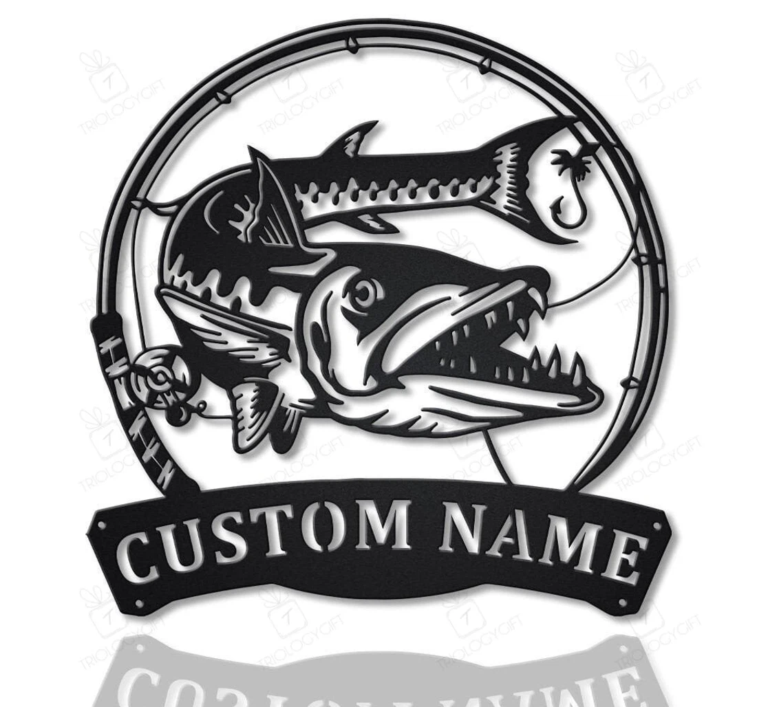 Personalized Metal Sign - Personalized Barracudas Fishing Fish Pole Art Custom Barracudas Fishing Fishing Lover Fishing MonoGram