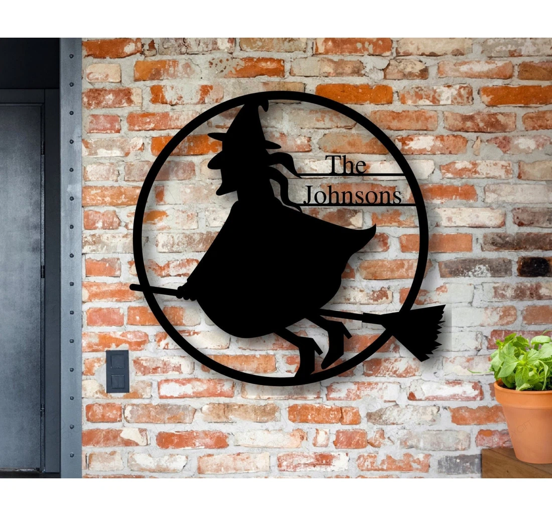 Personalized Metal Sign - Custom Fall Personalized Halloween Witch Halloween Family Name Last Name MonoGram