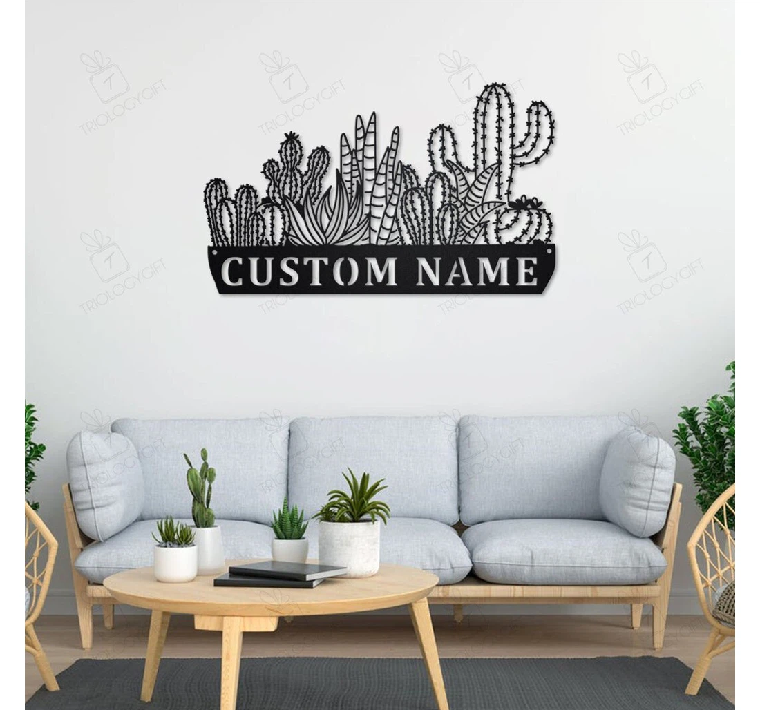 Personalized Metal Sign - Personalized Cactus V Cactus Office Cactus Lover MonoGram