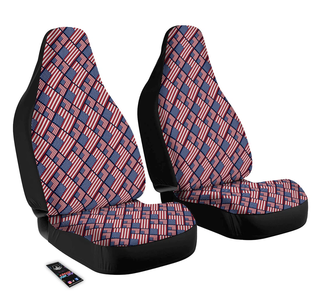 Personalized Usa Flag Independence Pattern Universal Front Car Seat Cover