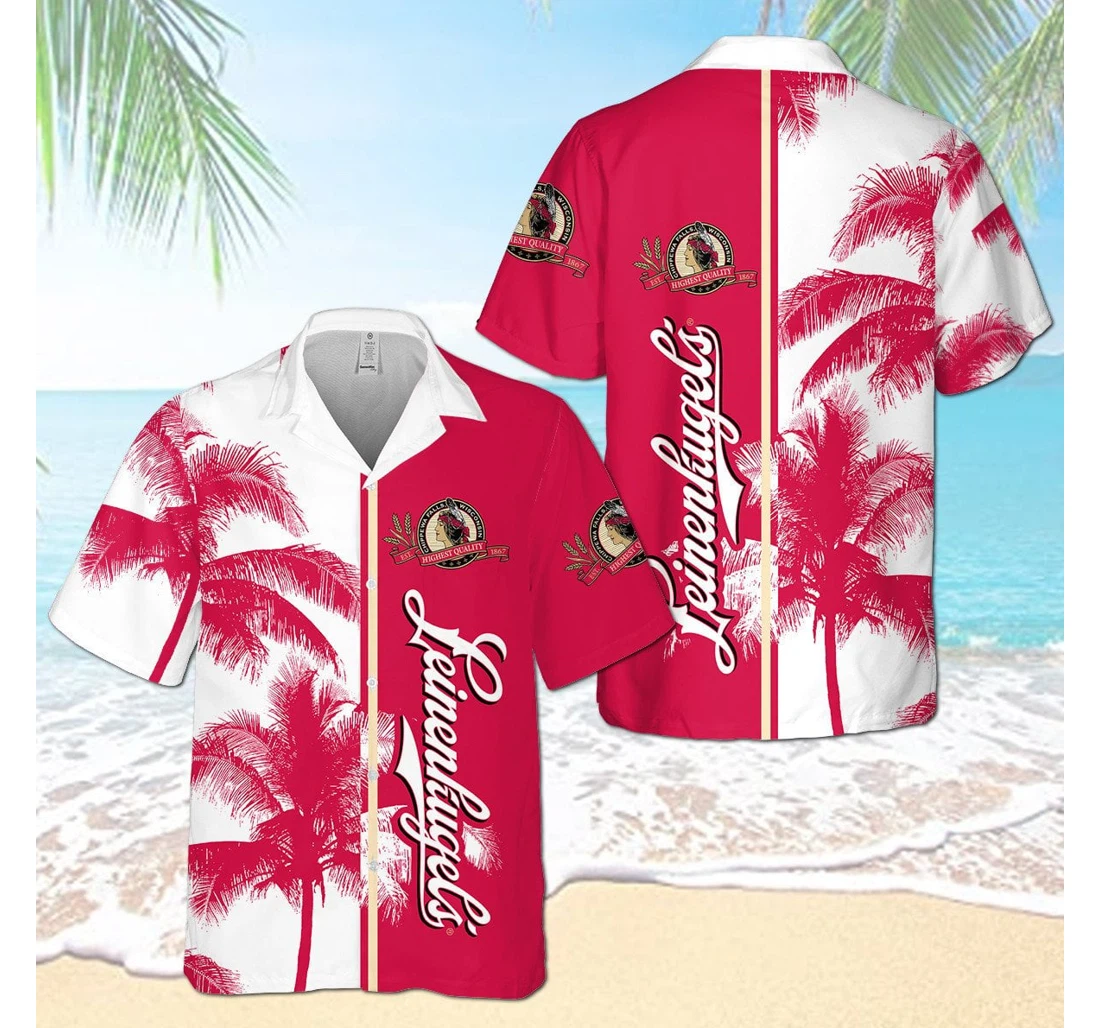 Personalized Leinenkugel S Palm Tree D Hawaiian Shirt, Button Up Aloha Shirt For Men, Women