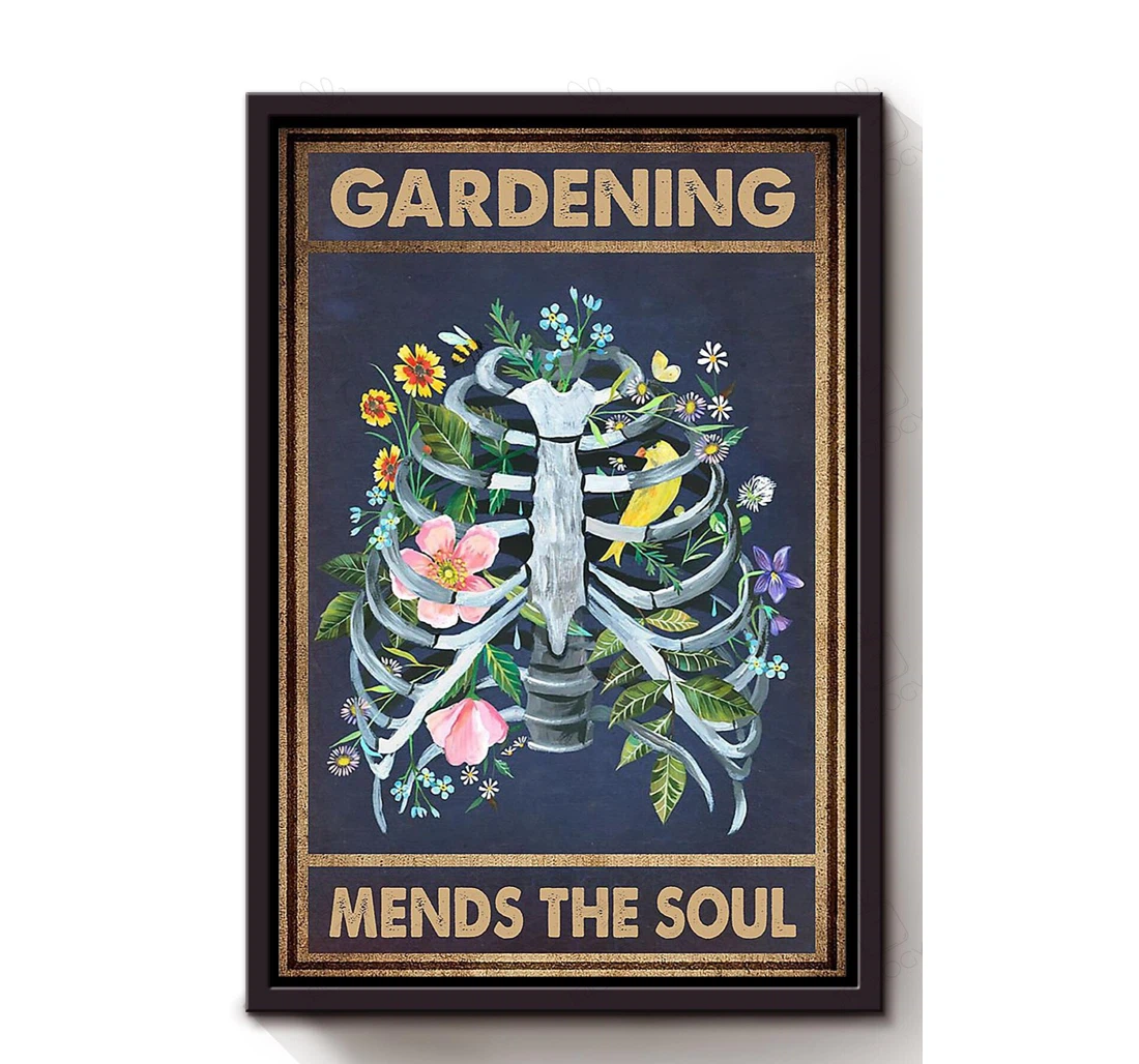 Poster, Canvas - Gardening Mends The Soul Floral Florist Flower Shop S Print Framed Wall Art