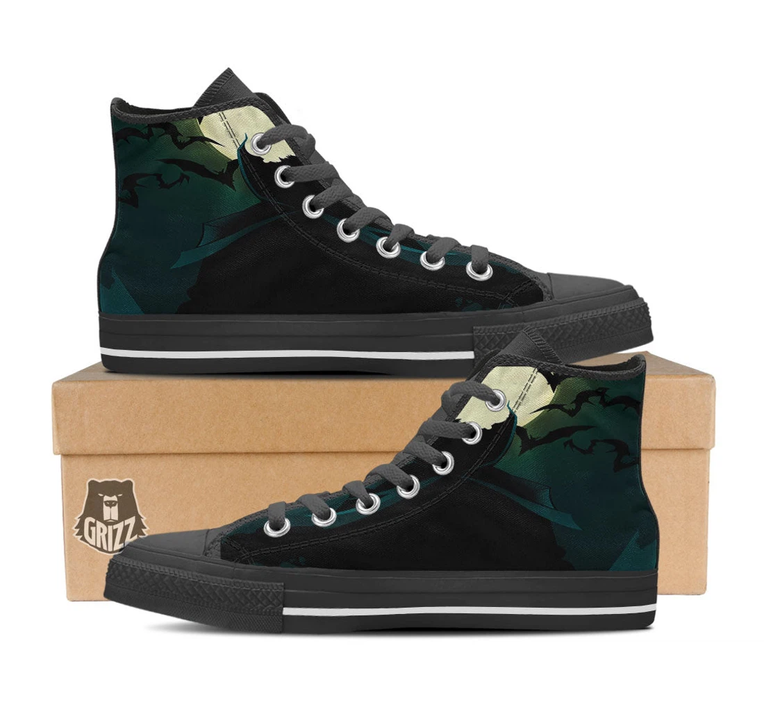 Vampire Silhouette Halloween Print High Top Shoes