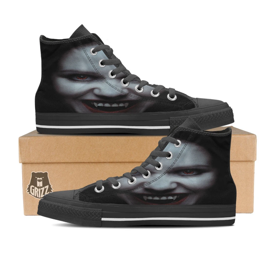 Vampire Girl Halloween Print High Top Shoes